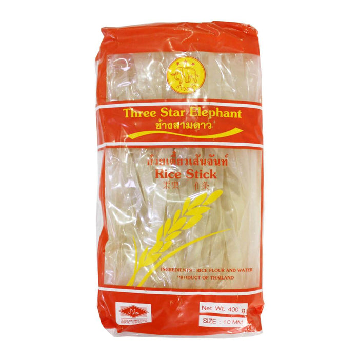 Three Star Elephant Rice Stick 10MM, Thailand - 400G