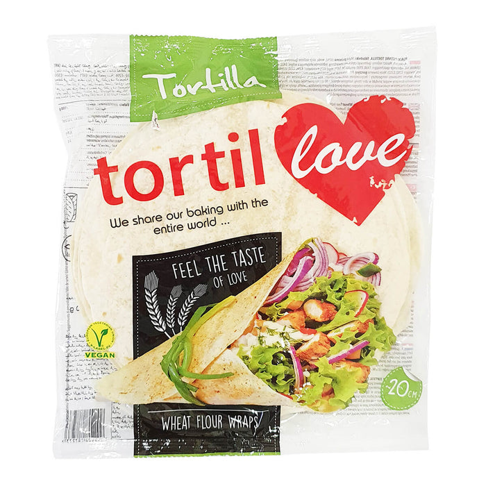Tortillove Tortilla Wheat Flour Wrap 8" - 20 CM, Pack of 12 Tortillas, Vegan - 720G