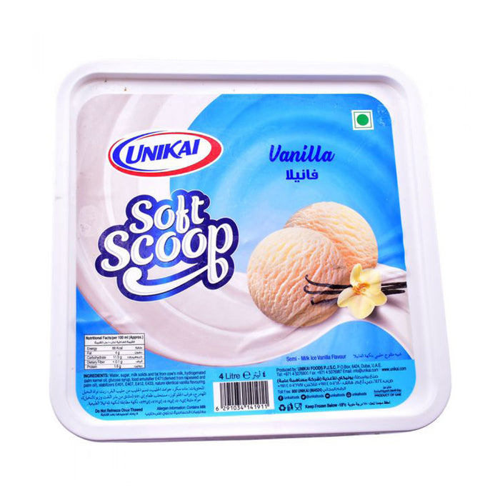 Unikai Vanilla Ice Cream Soft Scoop - 4LTR